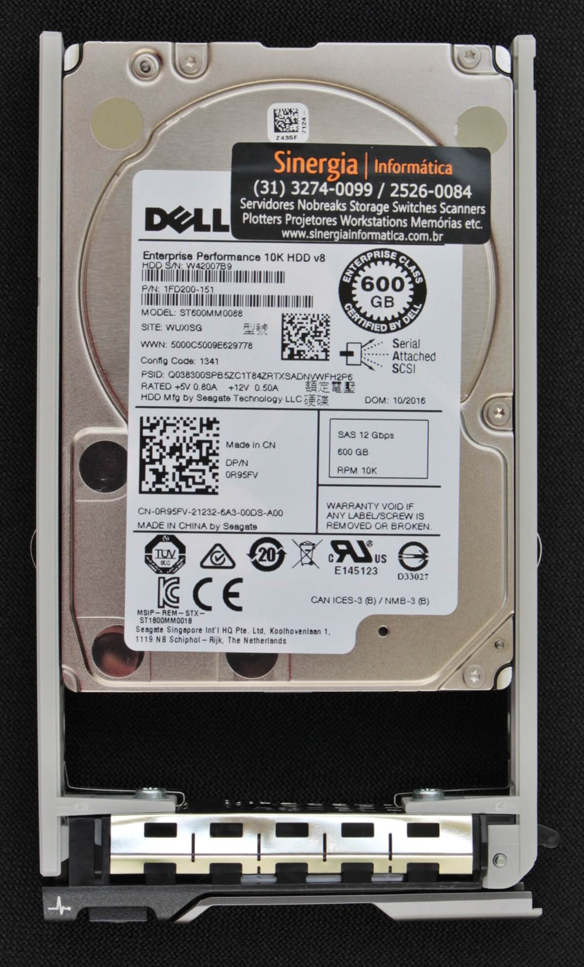 HD Dell 600GB SAS 12Gbps 10K RPM para Servidor R730XD SFF 2.5” pronta entrega em estoque