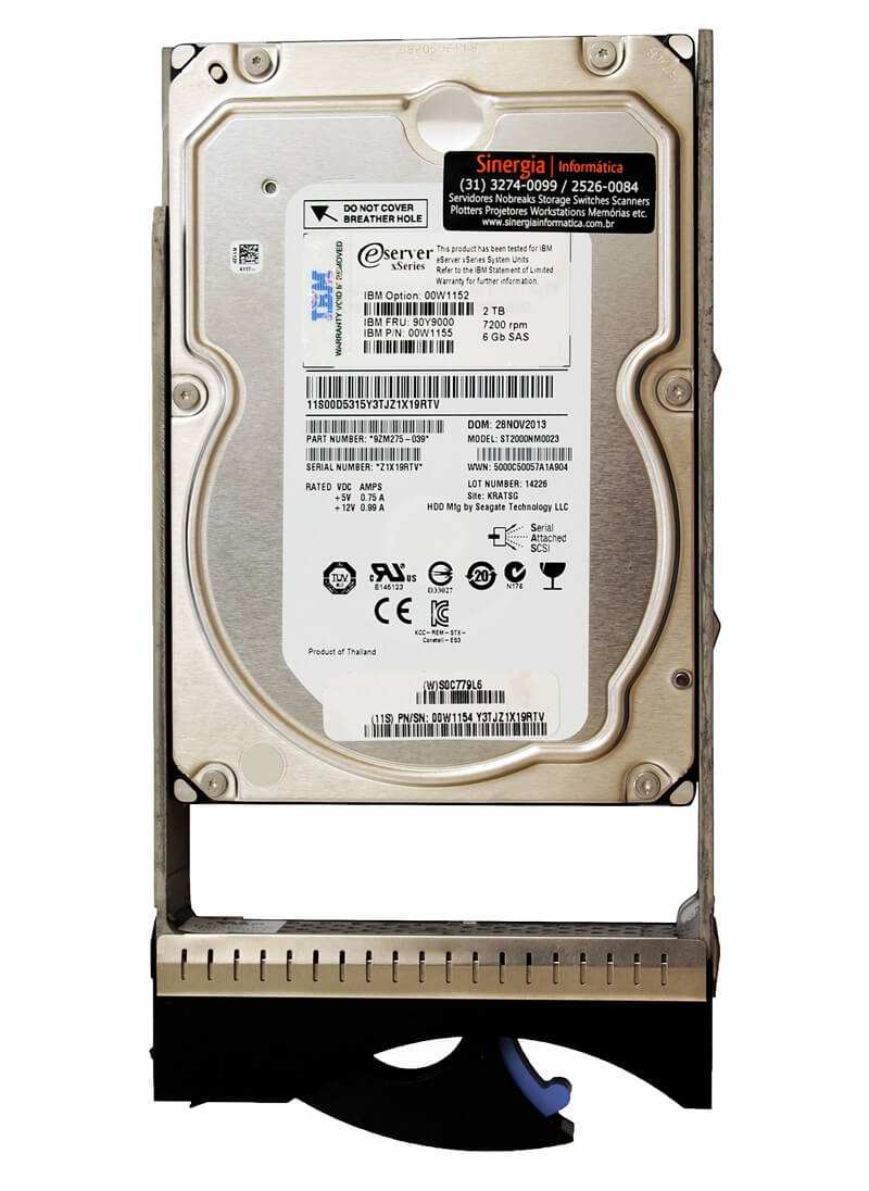 IBM P/N: 00W1155 HD IBM 2TB 7200 RPM 6Gb SAS 3,5"