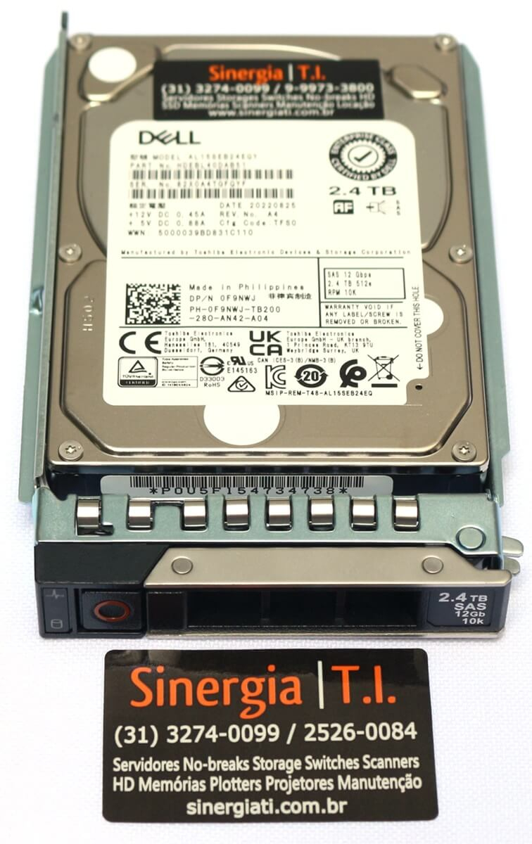 AL15SEB24EQY HD Dell 2.4TB SAS 12 Gbps 10K RPM SFF 2,5" para Servidor pronta entrega em estoque